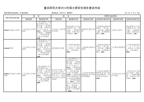 重庆师范大学研究生复试考试内容