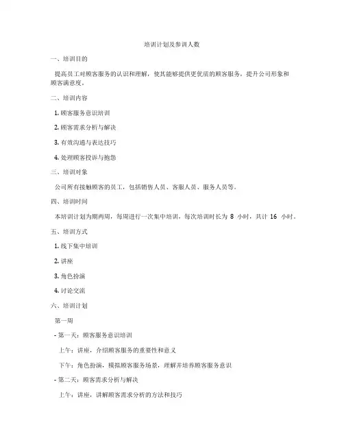 培训计划及参训人数