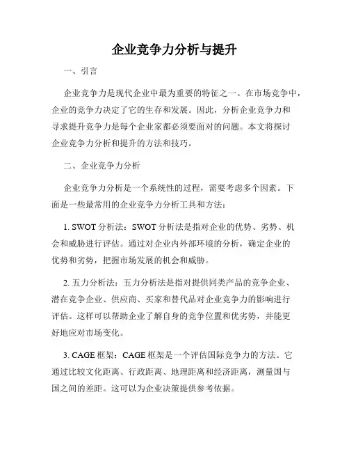 企业竞争力分析与提升