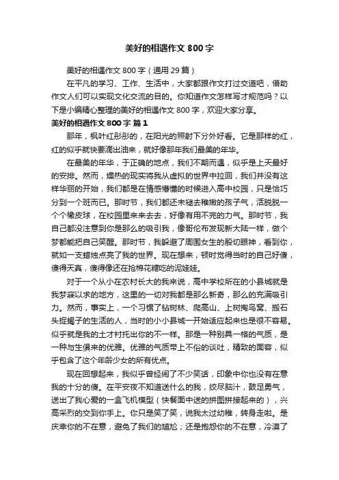 美好的相遇作文800字（通用29篇）