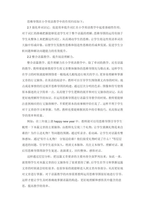 思维导图在小学英语教学中的作用