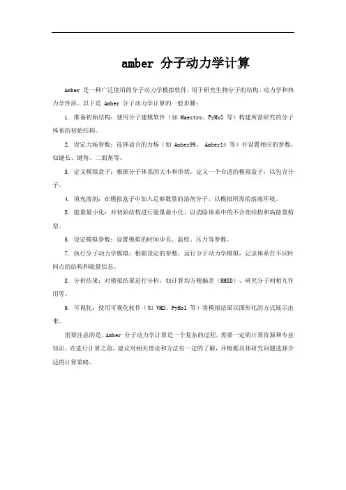 amber 分子动力学计算