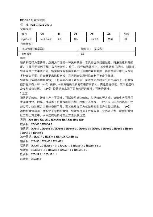 HPb58-3铅黄铜棒板