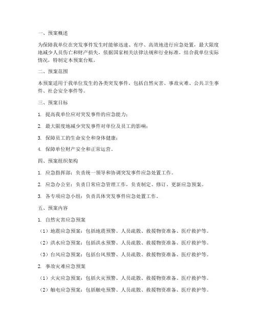 突发应急预案台账