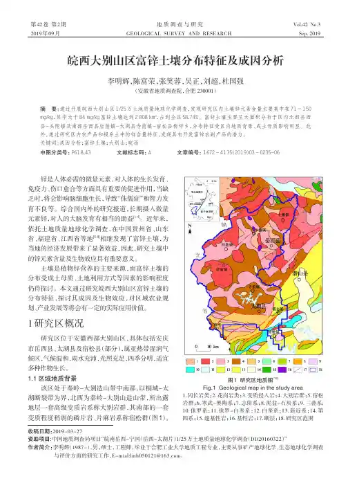 皖西大别山区富锌土壤分布特征及成因分析