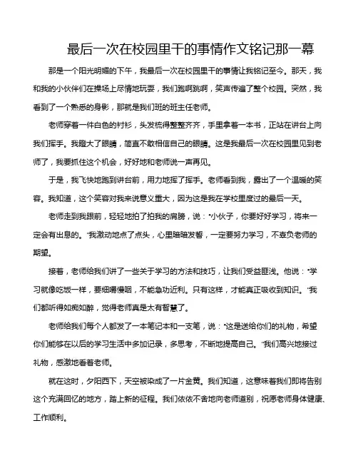 最后一次在校园里干的事情作文铭记那一幕