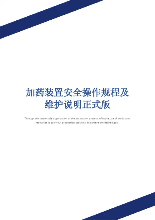 加药装置安全操作规程及维护说明正式版