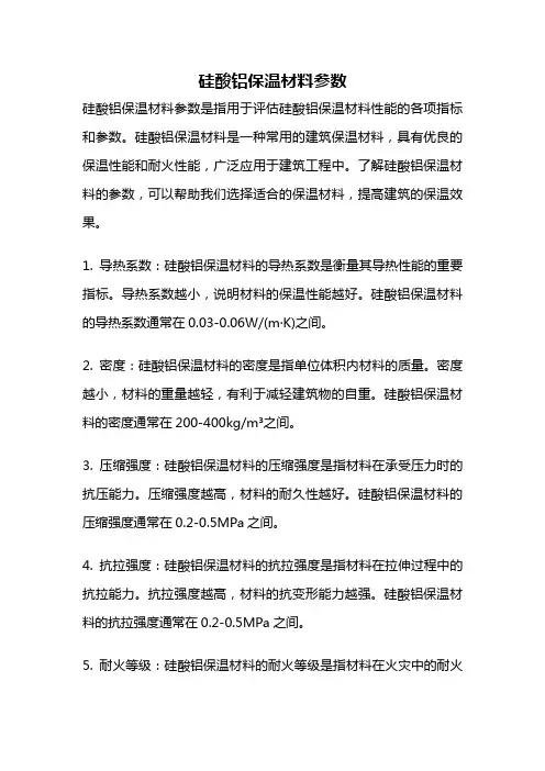 硅酸铝保温材料参数