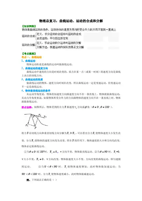 高三物理总复习  曲线运动、运动的合成和分解