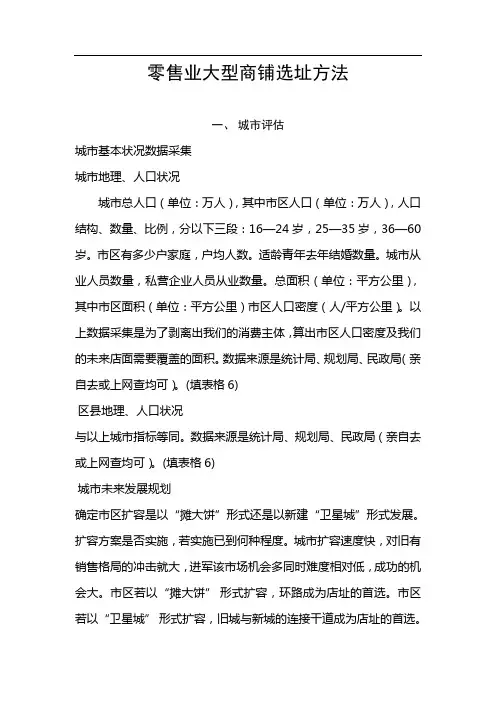 零售业大型商铺选址原则及基本方法