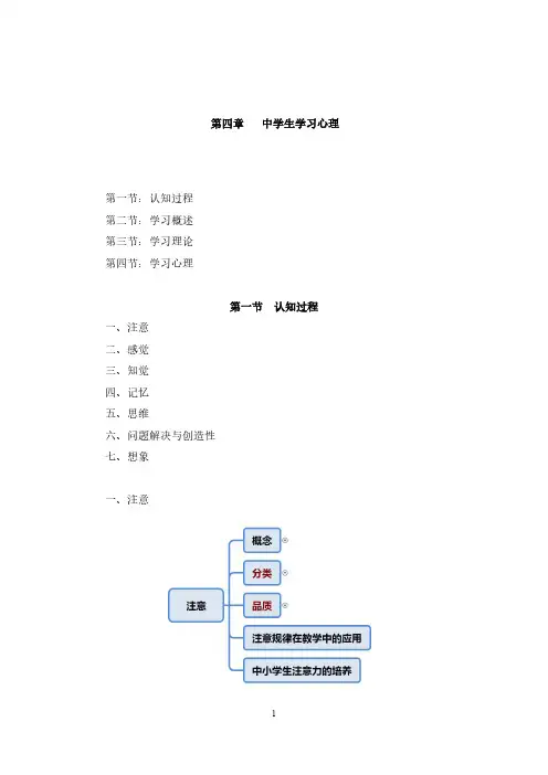 教师资格考试--教育知识与能力 --中学生学习心里--认知过程(讲义+笔记)