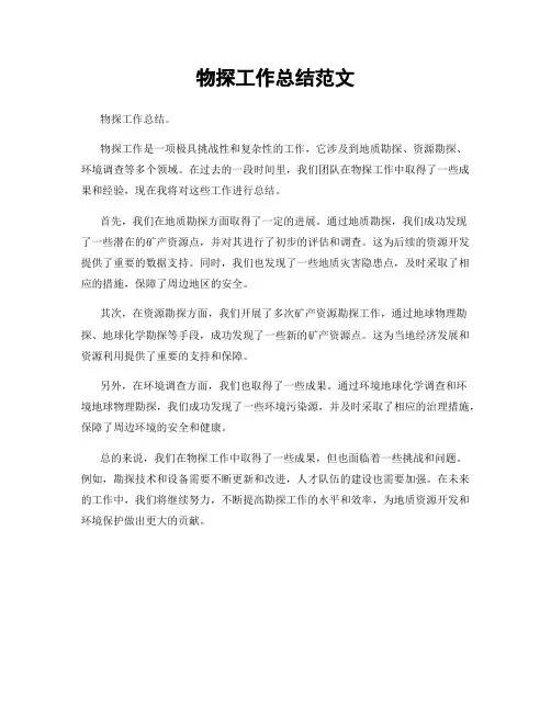 物探工作总结范文