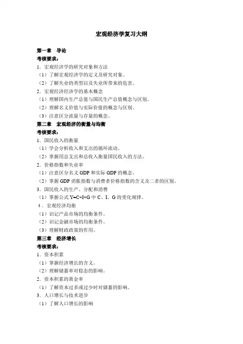 宏观经济学复习大纲及思考题