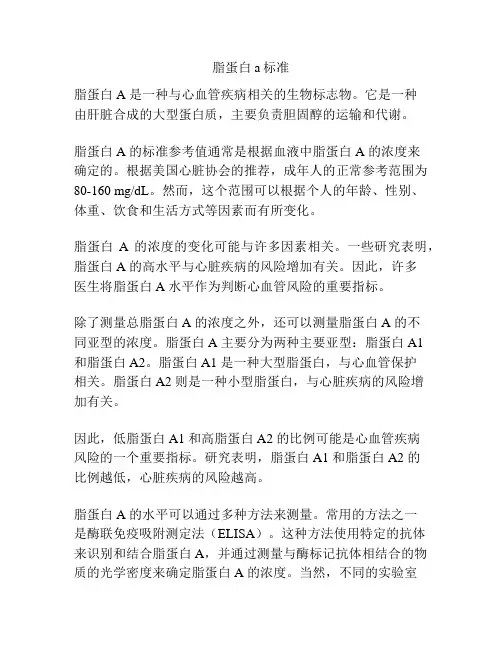 脂蛋白a标准