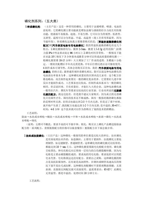 金属表面处理材料_配方_脱脂剂_配方_磷化剂_配方