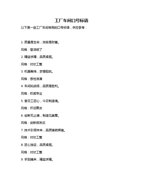 工厂车间口号标语