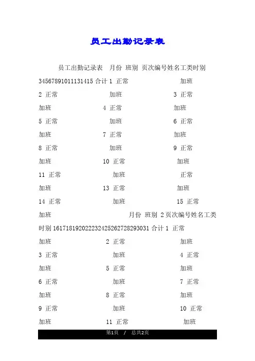 员工出勤记录表.doc