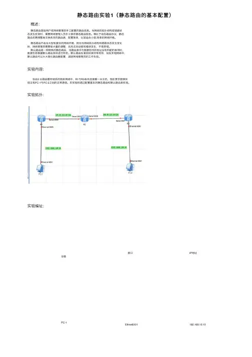 静态路由实验1（静态路由的基本配置）