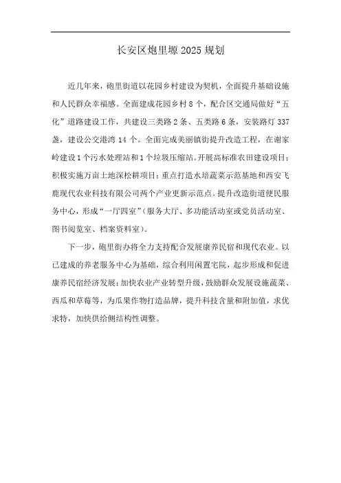 长安区炮里塬2025规划