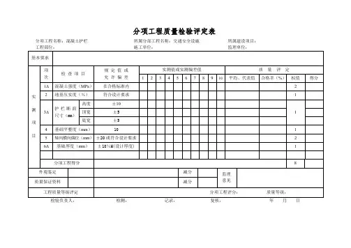 分项工程质量检验评定表-混凝土护栏