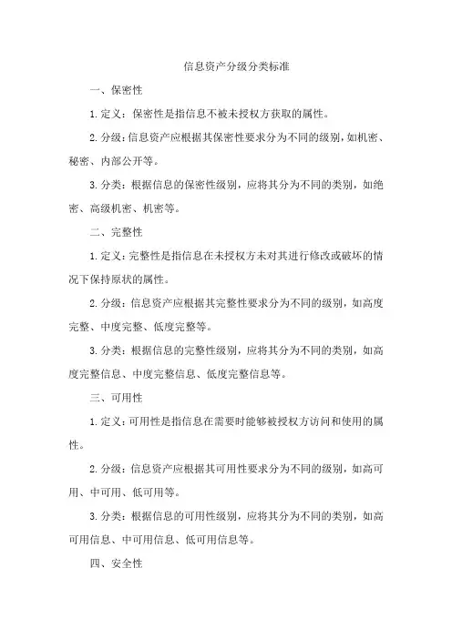 信息资产分级分类标准