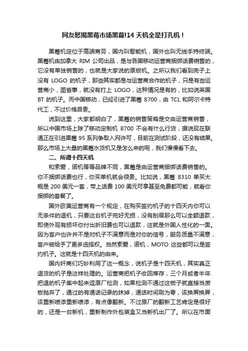 网友怒揭黑莓市场黑幕!14天机全是打孔机！