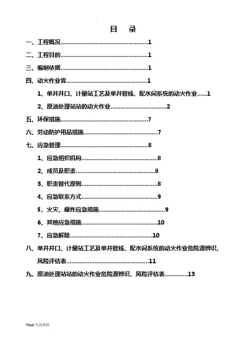 二级动火综合工作方案