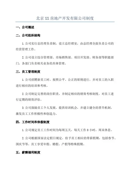北京XX房地产开发有限公司制度