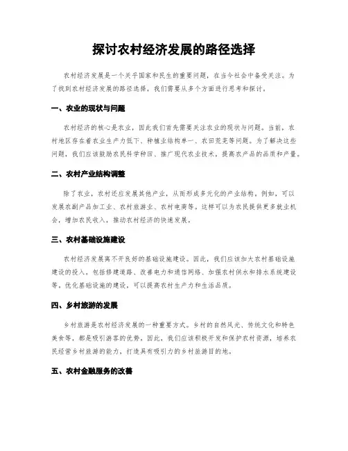 探讨农村经济发展的路径选择