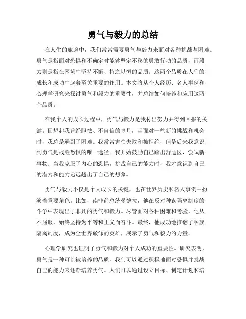 勇气与毅力的总结