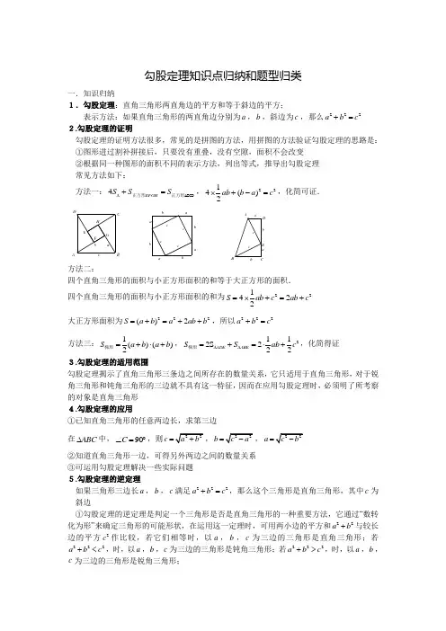 勾股定理知识点归纳和题型归类
