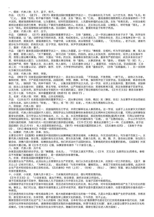 诸子百家核心思想