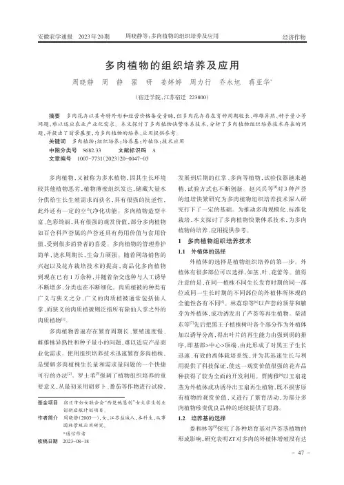 多肉植物的组织培养及应用
