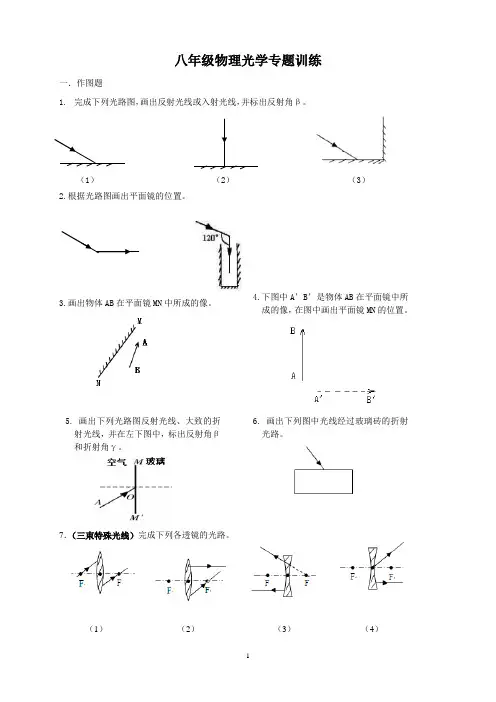 八年级物理光学作图题专题训练