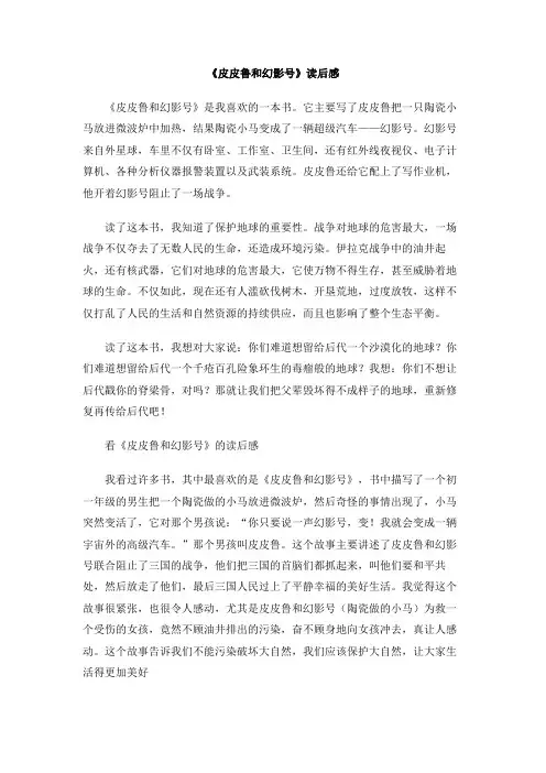 《皮皮鲁和幻影号》读后感
