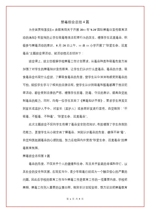 禁毒班会总结4篇