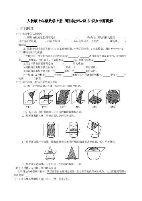 人教版七年级数学上册 图形初步认识 知识点专题讲解