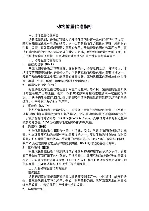 动物能量代谢指标