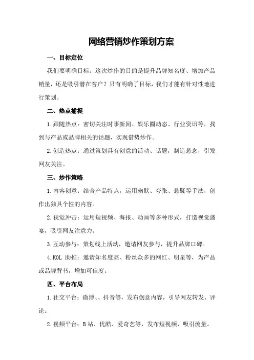 网络营销炒作策划方案
