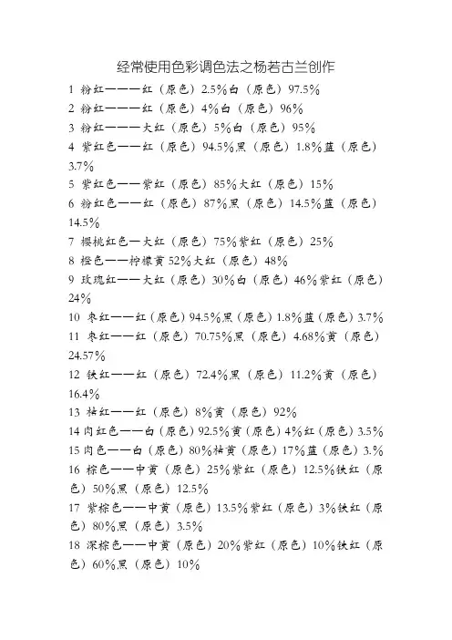 常用颜色调色法+颜色调配表-颜料调色表大全