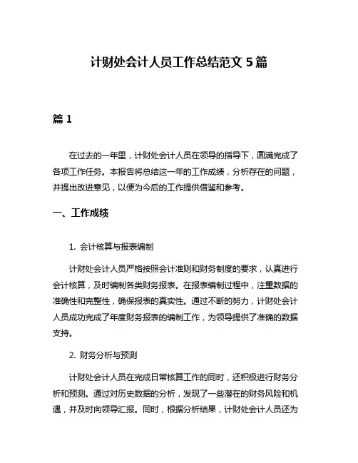 计财处会计人员工作总结范文5篇