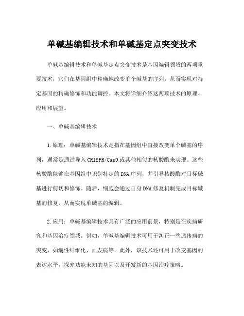 单碱基编辑技术和单碱基定点突变技术
