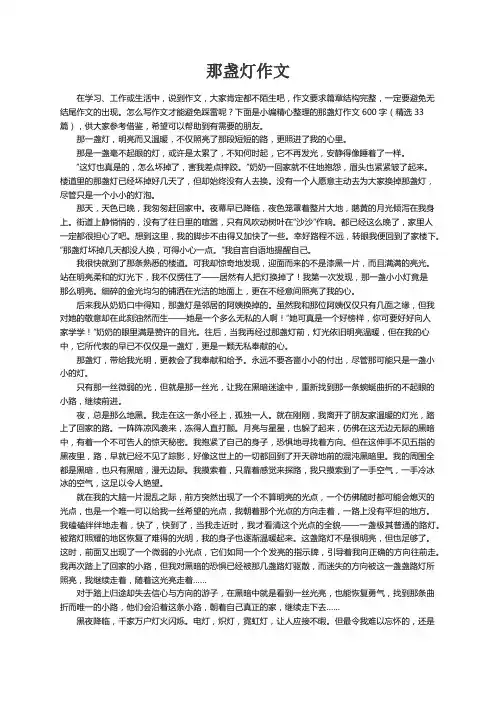 那盏灯作文600字（精选33篇）