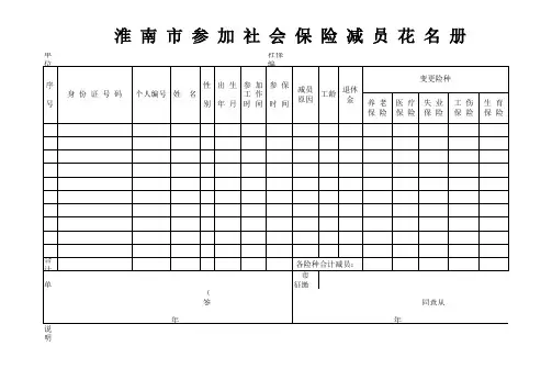 淮南社会保险减员花名册