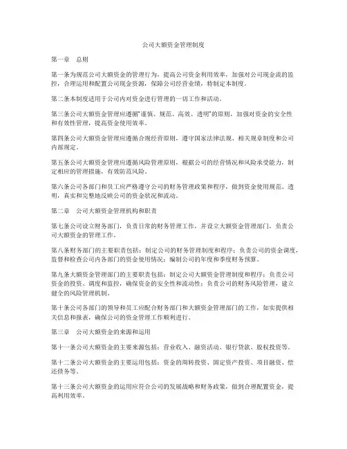 公司大额资金管理制度