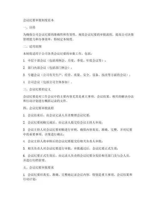 会议纪要审批制度范本