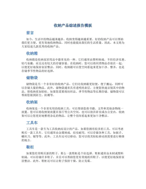 收纳产品综述报告模板