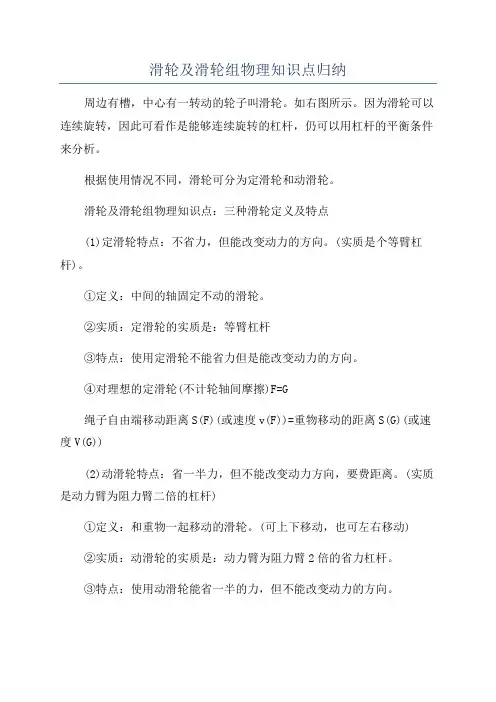 滑轮及滑轮组物理知识点归纳