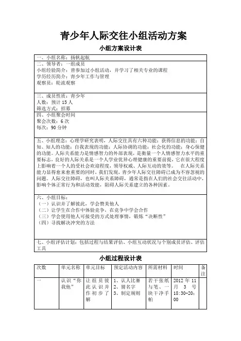 人际关系方面的小组活动