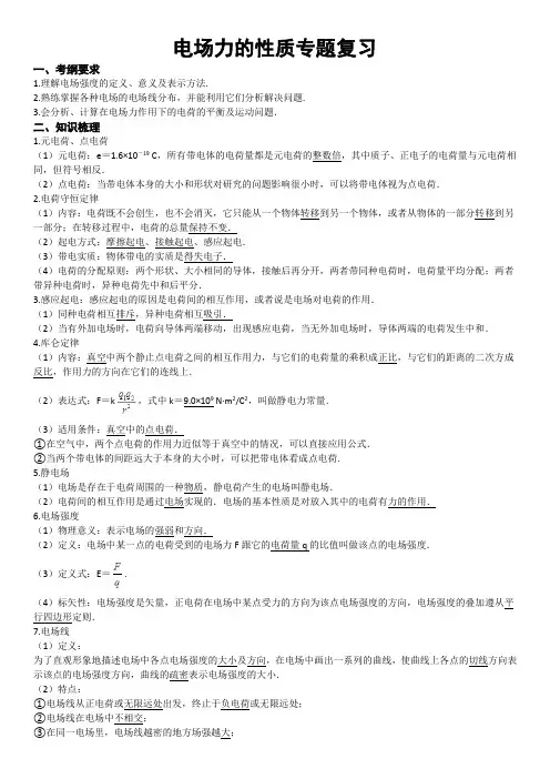 电场力的性质知识点